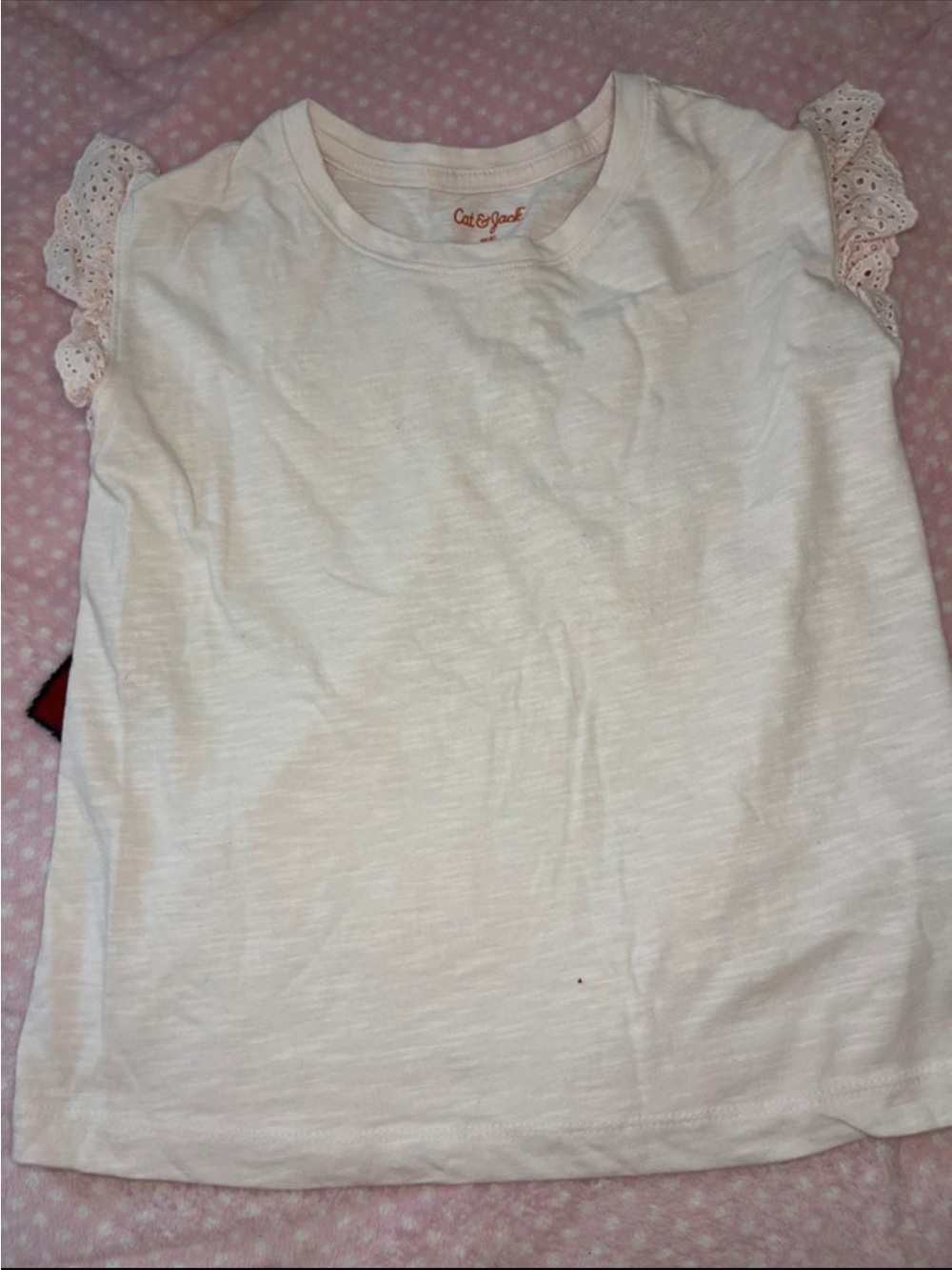 Cat & Jack White Eyelet-Ruffle Sleeve Tee